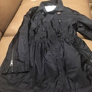 Burberry Navy Double-Breasted Kids Raincoat with Gathered Waist